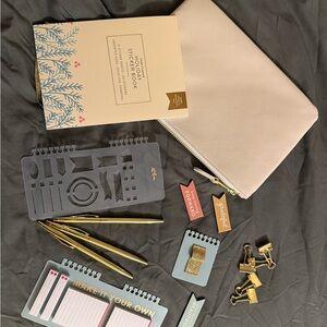 Cream Pouch with Stationery planner Set